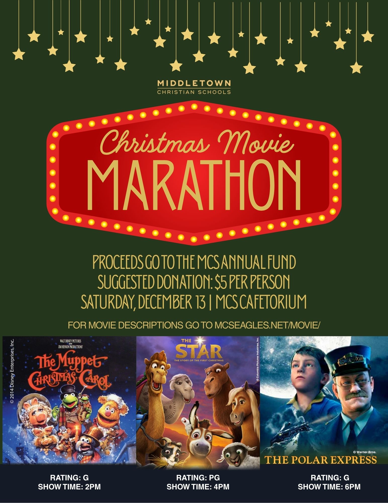 Christmas Movie Marathon Middletown Christian Schools